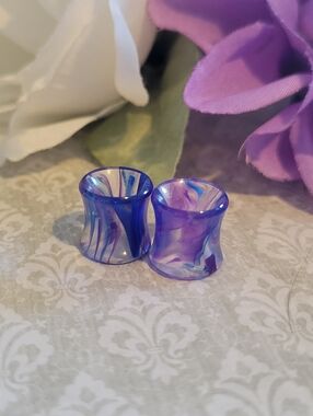 Purple & Blue Swirl Acrylic Tunnels - Pair